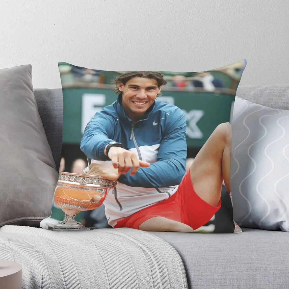 

Rafael Nadal Trophy Pillowcase Polyester Linen Velvet Creative Zip Decor Pillow Case Room Cushion Cover 18"