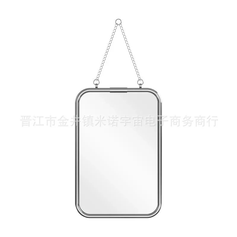 Square Modern Minimalist Metal Trifold Mirror Stainless Steel Wall Mounted Mirror Bathroom Dressing Table Decorative