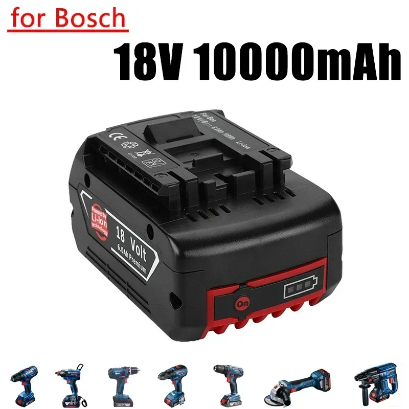 

For 18V Bosch 10000mAh Rechargeable Power Tools Battery with LED Li-ion Replacement BAT609, BAT609G, BAT618, BAT618G, BAT614