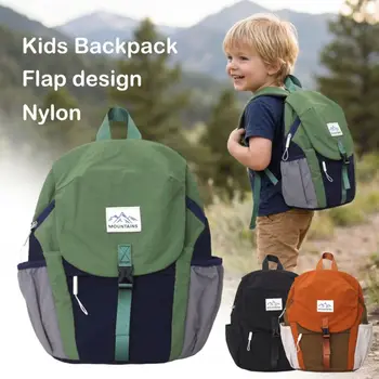 Stylish Lightweight Kids Backpack Quick Dry Nylon Trendy Flap Bag Waterproof Contrast Color Schoolbag For School Outdoor Hiking 1