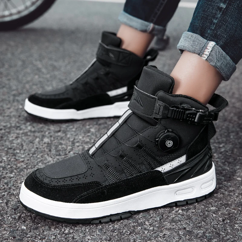 Motorcycle Shoes Motorcycle Boots Sports Shoes Safety Shoes Motorcycle Shoes for Men Anti Slip Wear-resistant Motos Protective Boots Leather Mesh Breathable