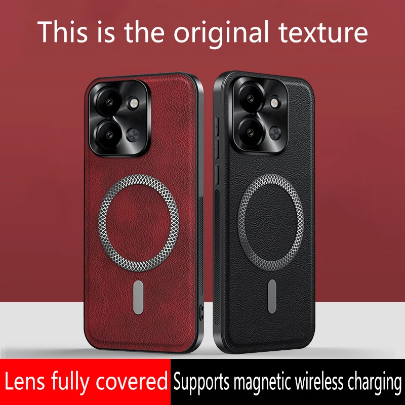 Elegant Leather Magnetic Case with Wear-Resistant Lens Protection and Non-Slip Grip Edge