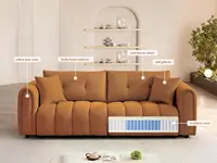 91.5"Mid-Century Modern Boucle Sofas for Living Room,Comfy Sherpa Cloud Couch,Oversized Loveseat Couches for Bedroom-Customized 6