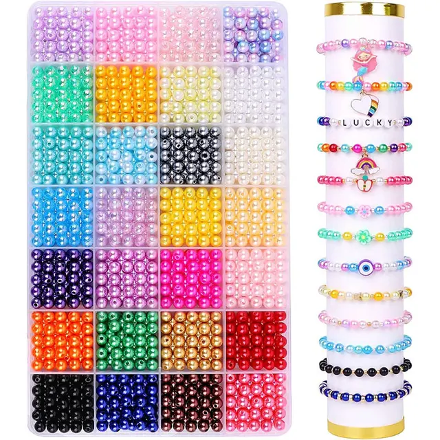 2000Pcs Pearl Beads For Jewelry Making 28 Colors With 1300Pcs Letter