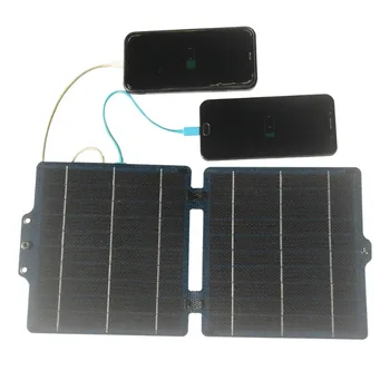 แผงโซลาร์เซลล์พับได้ 10W ETFE 5V พร้อมช่อง USB+Type-C กันน้ำ ใช้ชาร์จแบตเตอรี่สำรองแบบพกพา สำหรับตั้งแคมป์ เดินป่า กิจกรรมกลางแจ้ง 1
