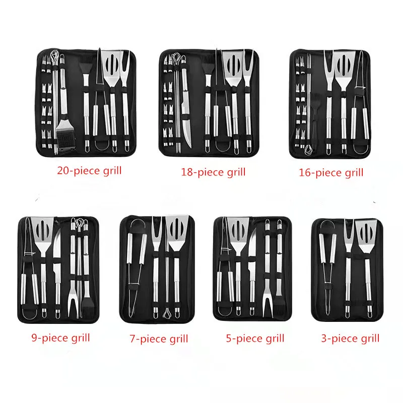 

Barbecue Tool Set Combination Portable Outdoor Household Barbecue Set Oxford Cloth Bag Nine Piece Stainless Steel Barbecue Set