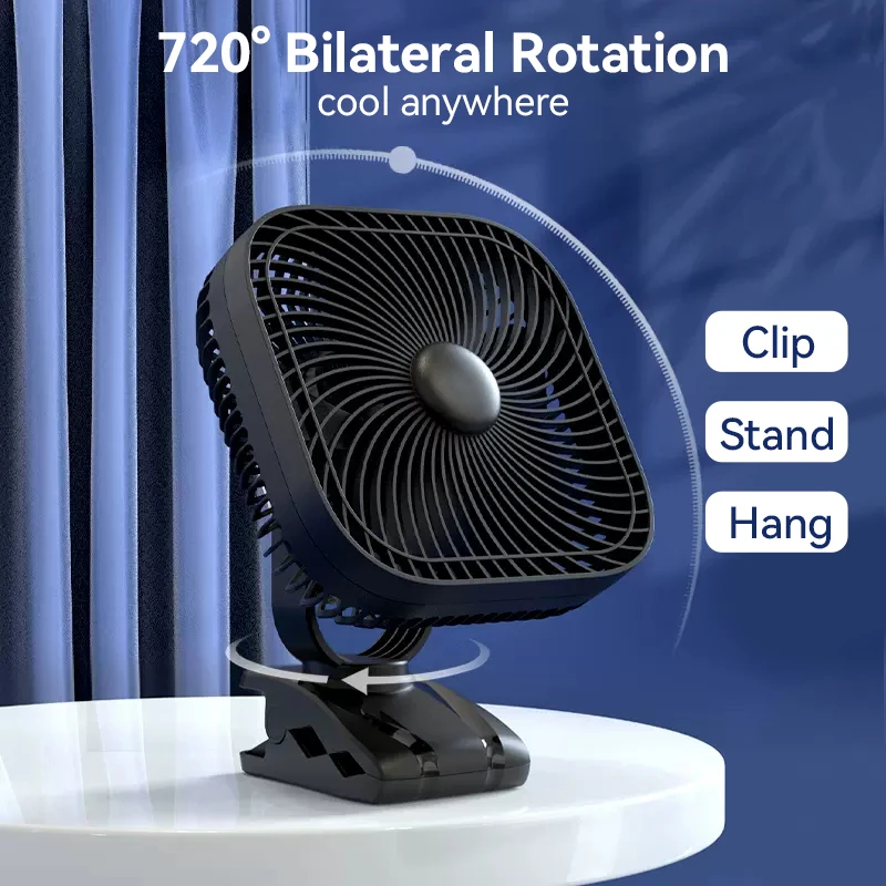 OPOLAR Rechargeable Clip Fan with Light and Hook 70H Battery Life
