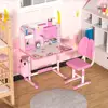 2Pcs/Set Height Adjustable Children School Study Table Chair Set Kids Study Desk Chair Set with Sitting Corrector and Book Stand 4