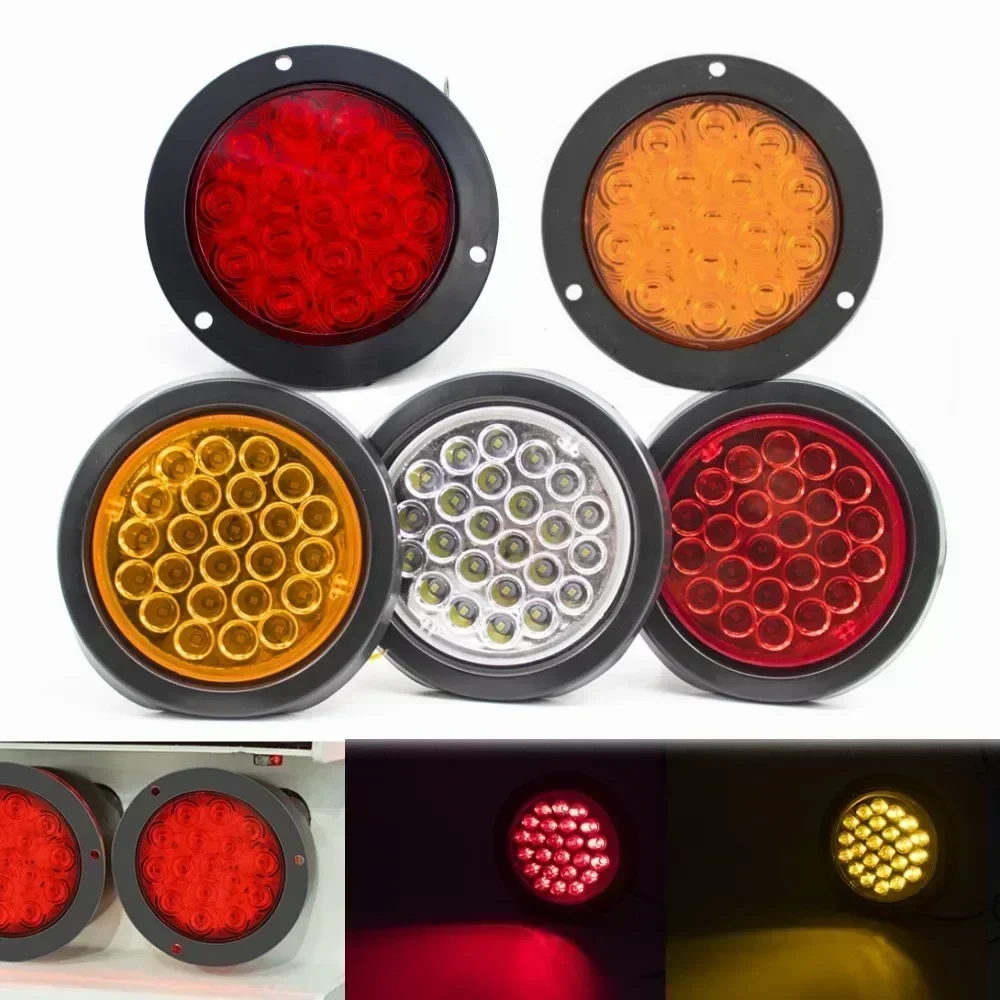 Led Rear Car Sign 2pcs 12V 24V Car Round LED Rear Tail Light Brake Stop Side Marker ...