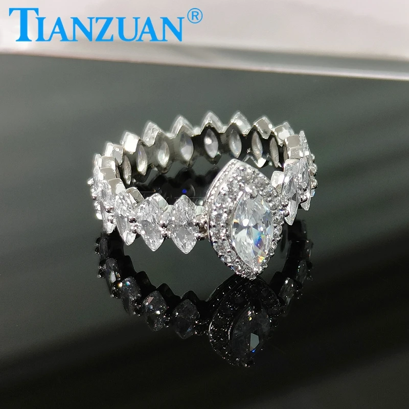 Fashion Women's Engagement Rings Moissanite Accessories for Women Vintage Marquise Ring Wedding Band Ring Birthday