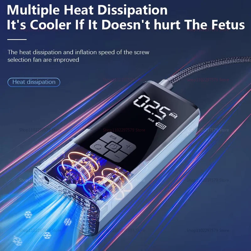 Air Pump LCD Display With LED Light 150PSI 120W Tire Inflator Air Compressor Portable Tire Pressure Gauge Wireless/w