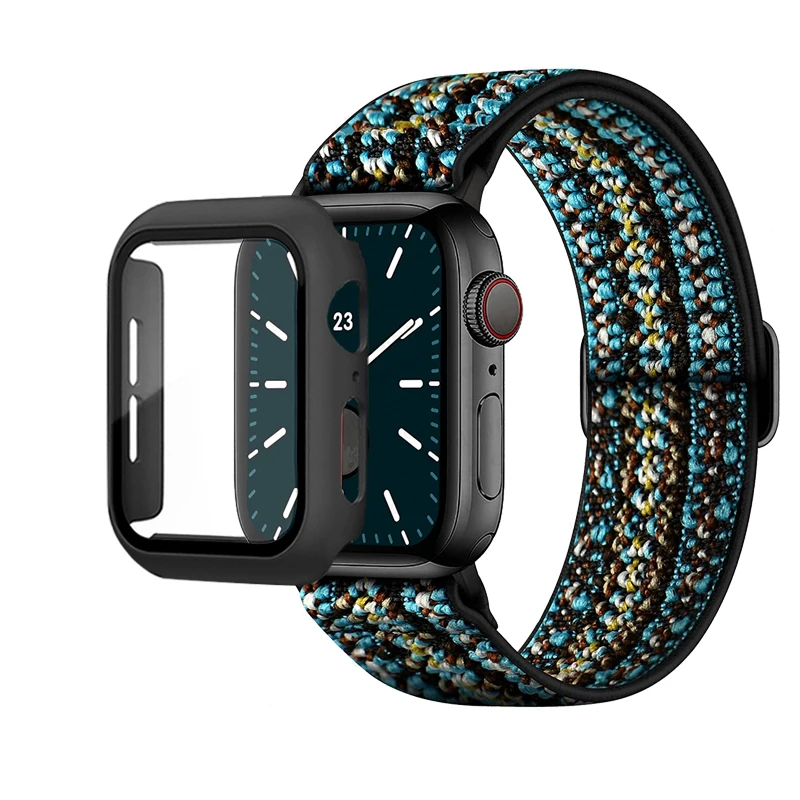 Elastic Nylon Loop Bracelet with Scrunchie Strap for Apple Watch with Case Combo