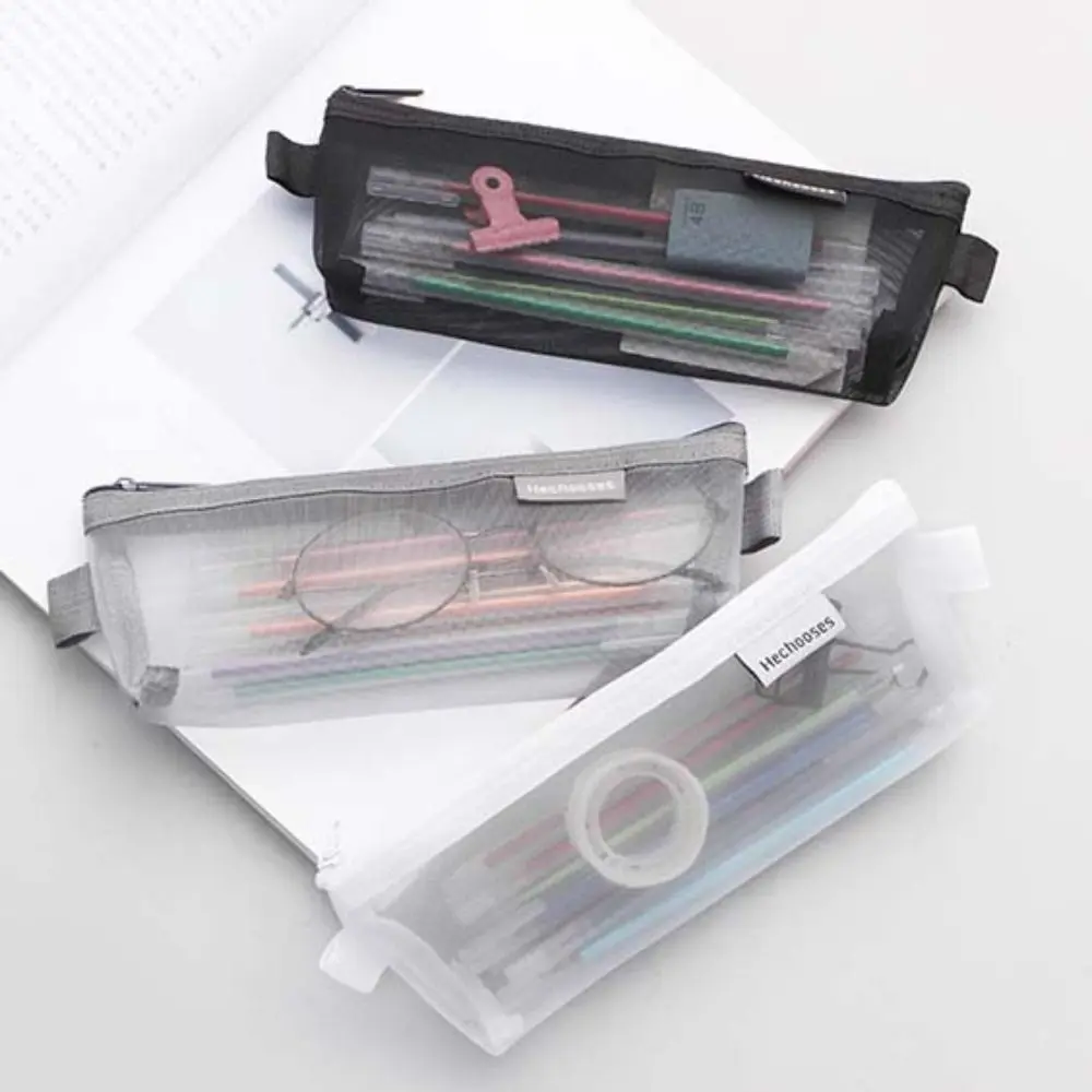 Hollow Clear Mesh Makeup Bag Candy Color Lipstick Bag Mini Mesh Storage Bag Coin Purse Korean Style Transparent Pencile Bag