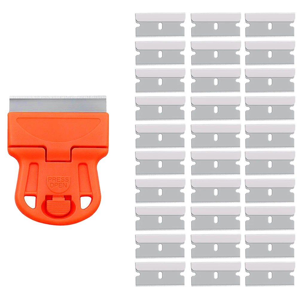 

30PCS Metal Plastic Blades Safety Razor Scraper Glue Knife Glass Cleaner Replacement Carbon Steel Blade Floor Cleaning Tool E49