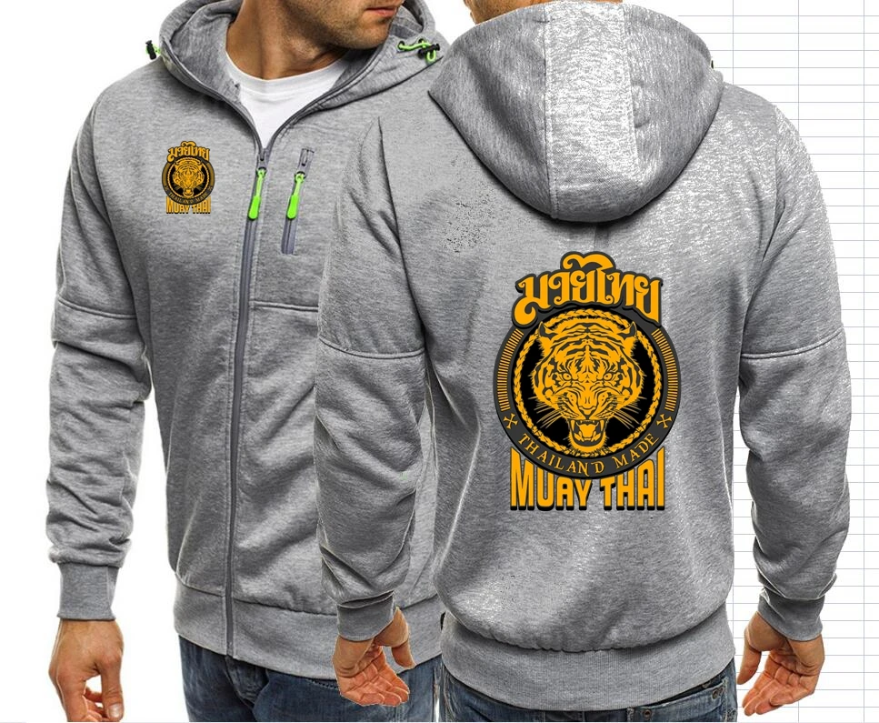 MMA Muay Thai Tiger Hooded Zip Coat Sweatshirt Thailand Ultimate Fighting Martial Zip-up Hoodies Ufcs Jacket Hooded Streetwear