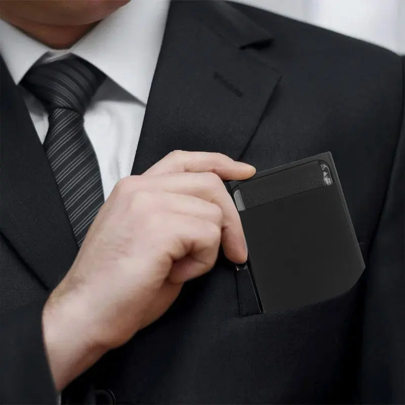 RFID Smart Kreditkarten inhaber Brieftaschen Metall schlank Pop-up minimalist ische Männer Brieftaschen schwarz männliche Geldbörse Geld Taschen Carte ira Masculina – Detail 6