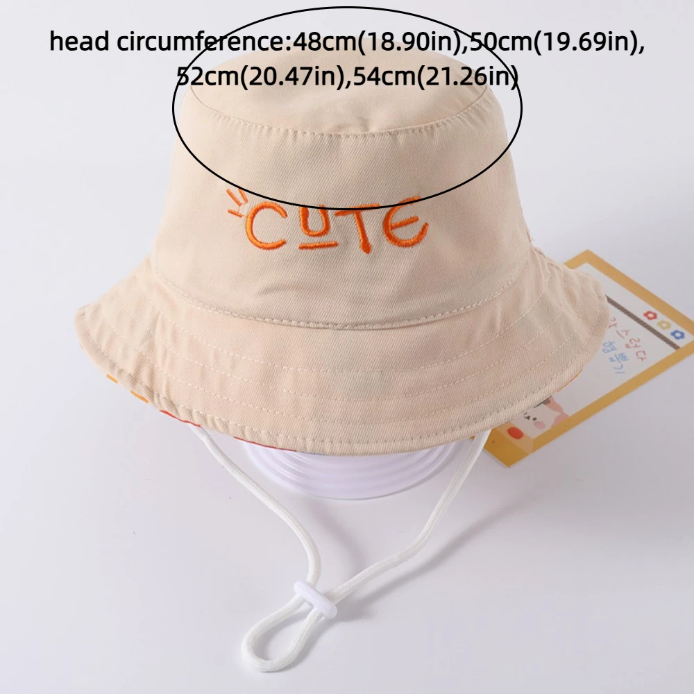 Korean Style Double Sided Sunhat Cotton Breathable Baby Shading Hat Letter Embroidery Anti-UV Children's Fisherman Hat Girls