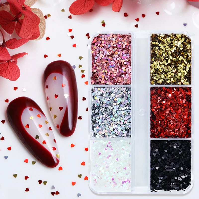 Mini Heart Nail Glitter Sparkling Love Decor
