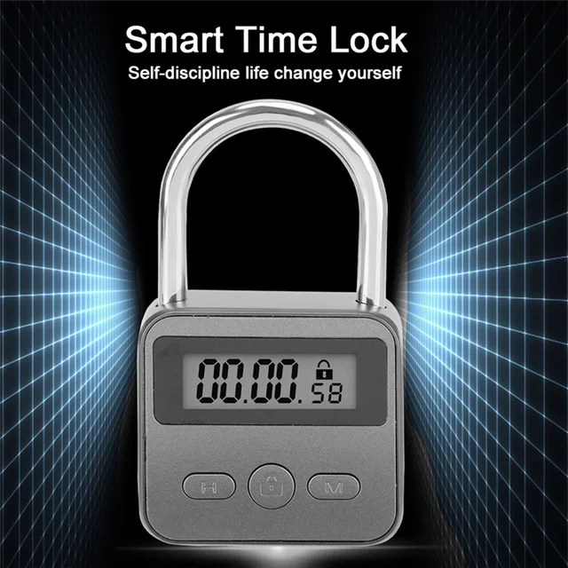 ABFN-LCD Display Electronic Timer Switch USB Rechargeable Timer Padlock Travel Electronic Timer-Black 3