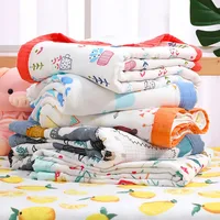 4 Layers Bamboo Cotton Blanket Baby Muslin Swaddle Kids Bath Towel Infant Bedding For Newborn Baby Blanket Infant Wrap 110X120CM 2