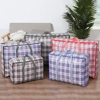 Stripe Woven Bag Large Capacity Storage Moving Bags Clothes Quilt Blanket Luggage Packing Package Zipper Tote Home Organizer 1