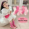 Spring Girls Socks Baby Sweet Rosy Bowknot Pattern Socks Cotton Socks Children Calf Socks Kids Socks 5 Pairs 2