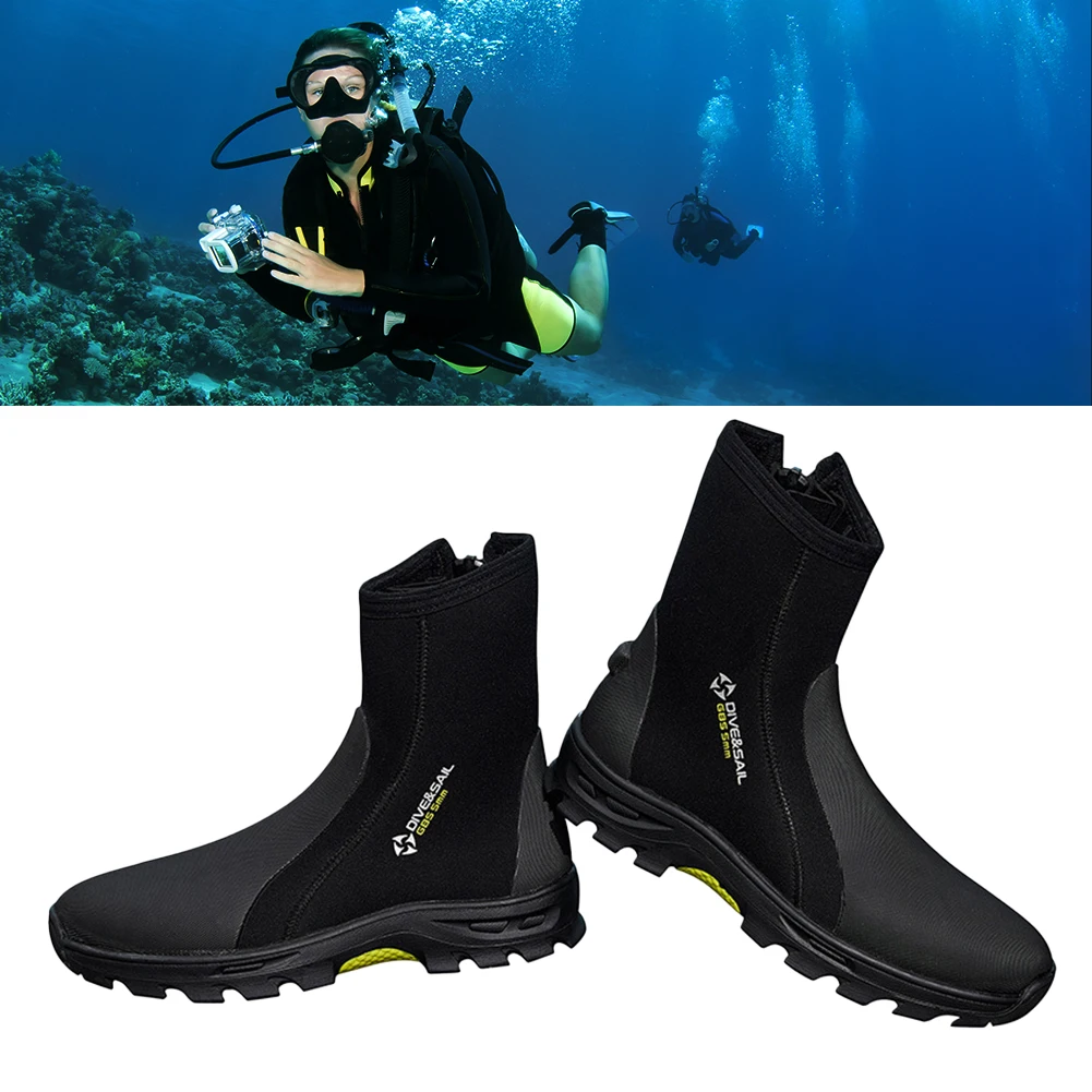 1Pair 5MM Outdoor Hard Sole Hiking Shoes Anti Slip Surfing Diving Boots Wear-resistant High Top Wading Shoes for Snorkeling