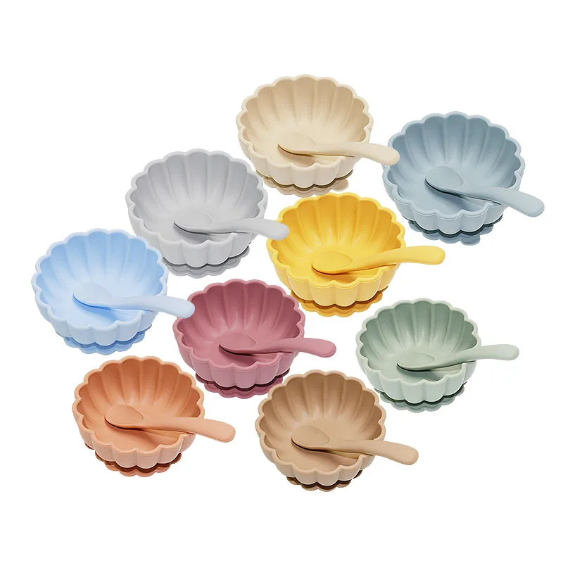 3Pcs/Set Baby Silicone Bowl Kids Waterproof Suction Non-Slip Feeding Bowl With Fork Spoon Children Kitchenware Infant Plates silicone meal set silicone feeding set baby tableware set silicone feeding bowl
