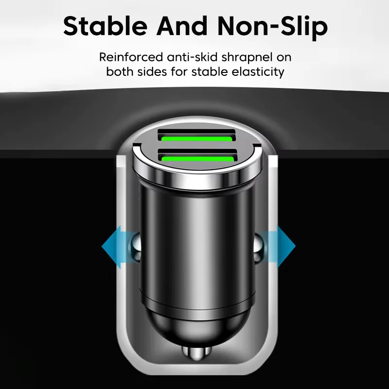 Caricabatterie da auto doppio USB 200W QC3.0 con ricarica rapida e adattatore per accendisigari con anello a strappo per cellulari - Image 6