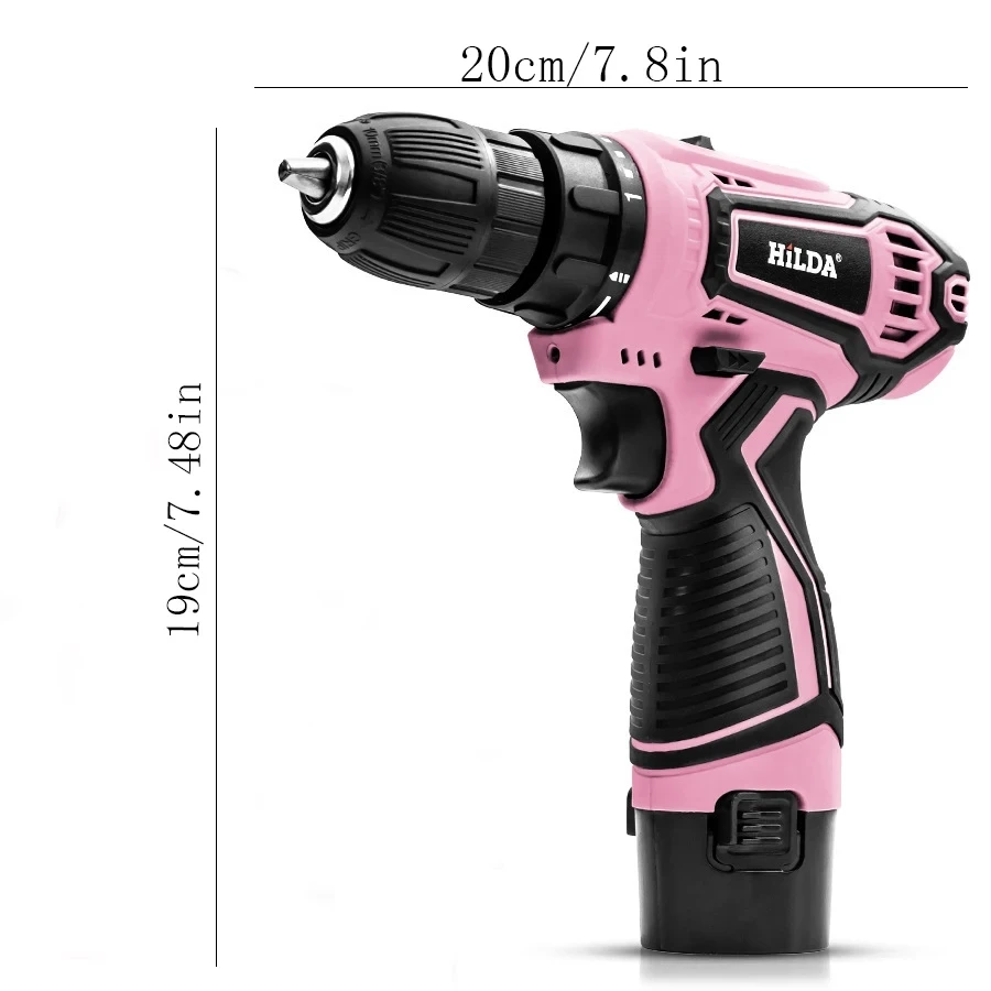 HILDA Electric Drill 12V Cordless Drill Electric Screwdriver Mini Wireless Power Driver DC Lithium-Ion Battery 3