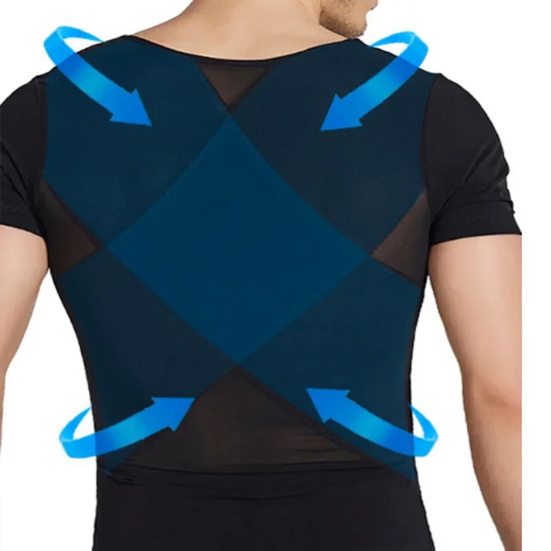 Men's MrifDila Hooks Zipper Compression Tops Body Shaper Underwear Shirts Tummy Control