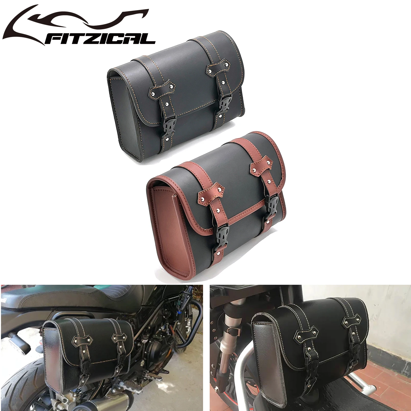 

Universal Motorcycle PU Leather Saddlebags Side Tool Bag Luggage Saddle Bag Pouch For Harley Sportster XL Touring Dyna Softail