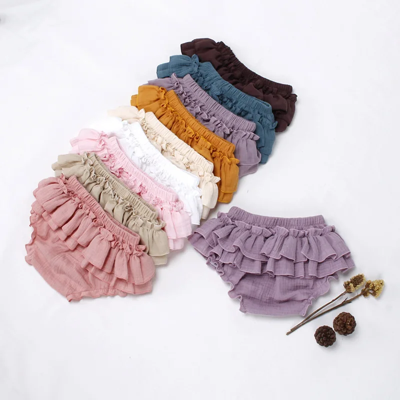 Double Layers Baby Girls Tutu Skirt Shorts Summer Cozy Muslim Cotton Baby Bloomers Toddler Short Pants Children Pettiskirt 0-3y cotton shorts