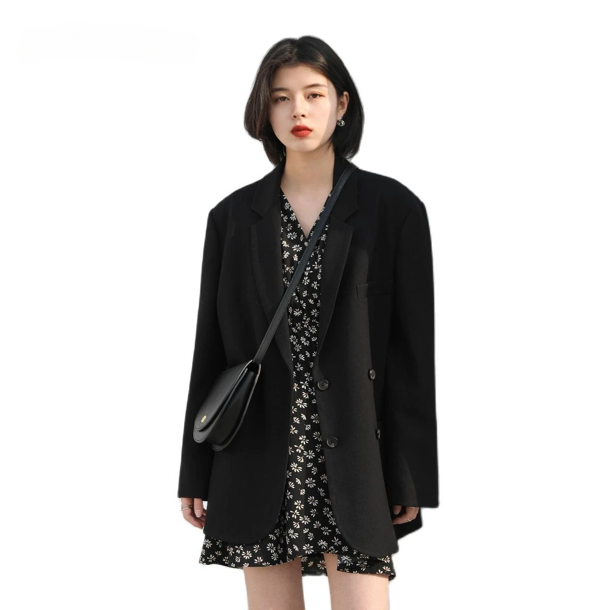 2023 New Fashion Women Coat  Blazer Office Lady Long Sleeve Double-breasted Mid-length Casual Coat Ladies Outerwear Stylish Top