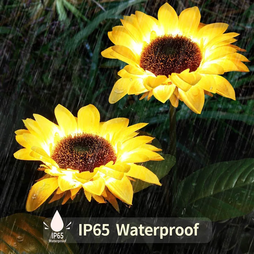 LED Solar Sunflowers Rose Flower Light Home Decorative Garden Decoration Lawn Lamp Waterproof Landscape Rose Light solar lights solar decoration light