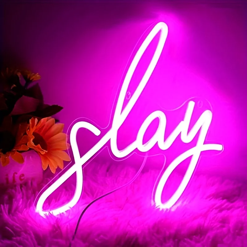 

Slay Neon Sign Dimmable Pink Light Sign Slay Led Neon Light Sign for Wall Decor Preppy Neon Night Light for Bedroom Decor Girls