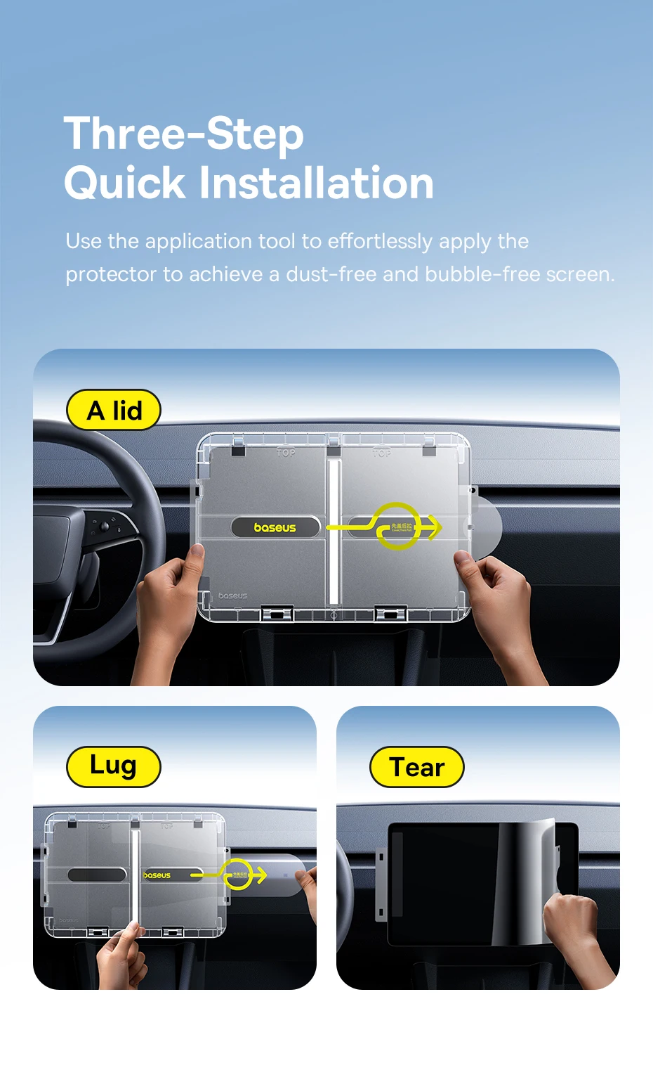 T-Space Tempered Glass Screen Protector for Tesla Model 3 Ultra-Smooth Dual-Touc