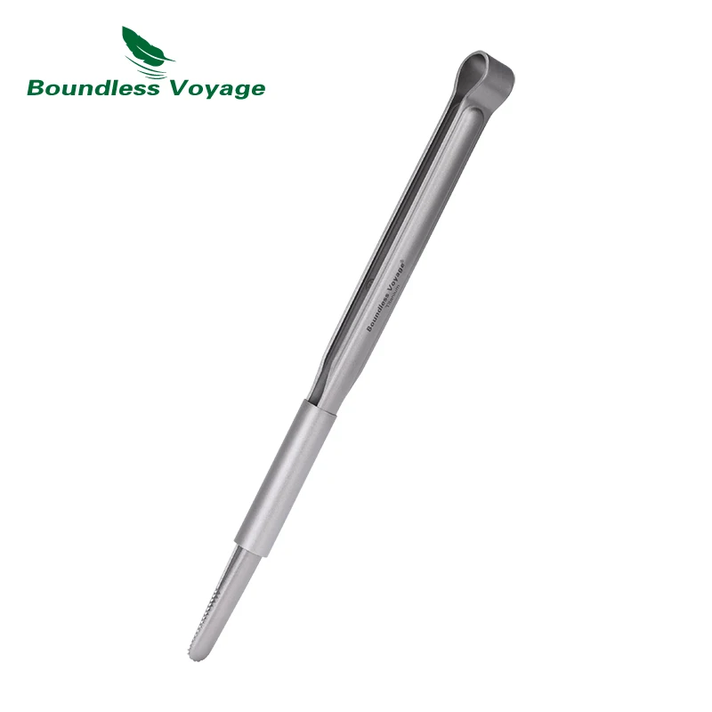 Boundless Voyage Ultralight Titanium BBQ Tongs - Heat-Resistant & Rustproof Grilling Tool