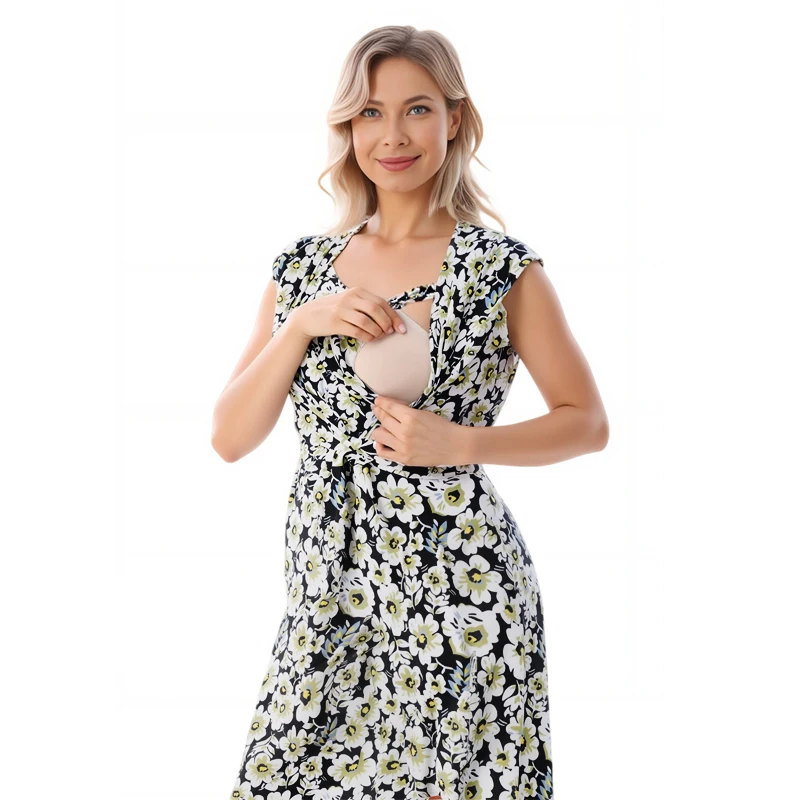 Breastfeeding Dress for Postpartum Women Sleeveless Maternity Clothes Beach Knee-Length Pregnant Women Dress Wear Summer 21 S2fd77de0505d4b5f992e85302f3900315