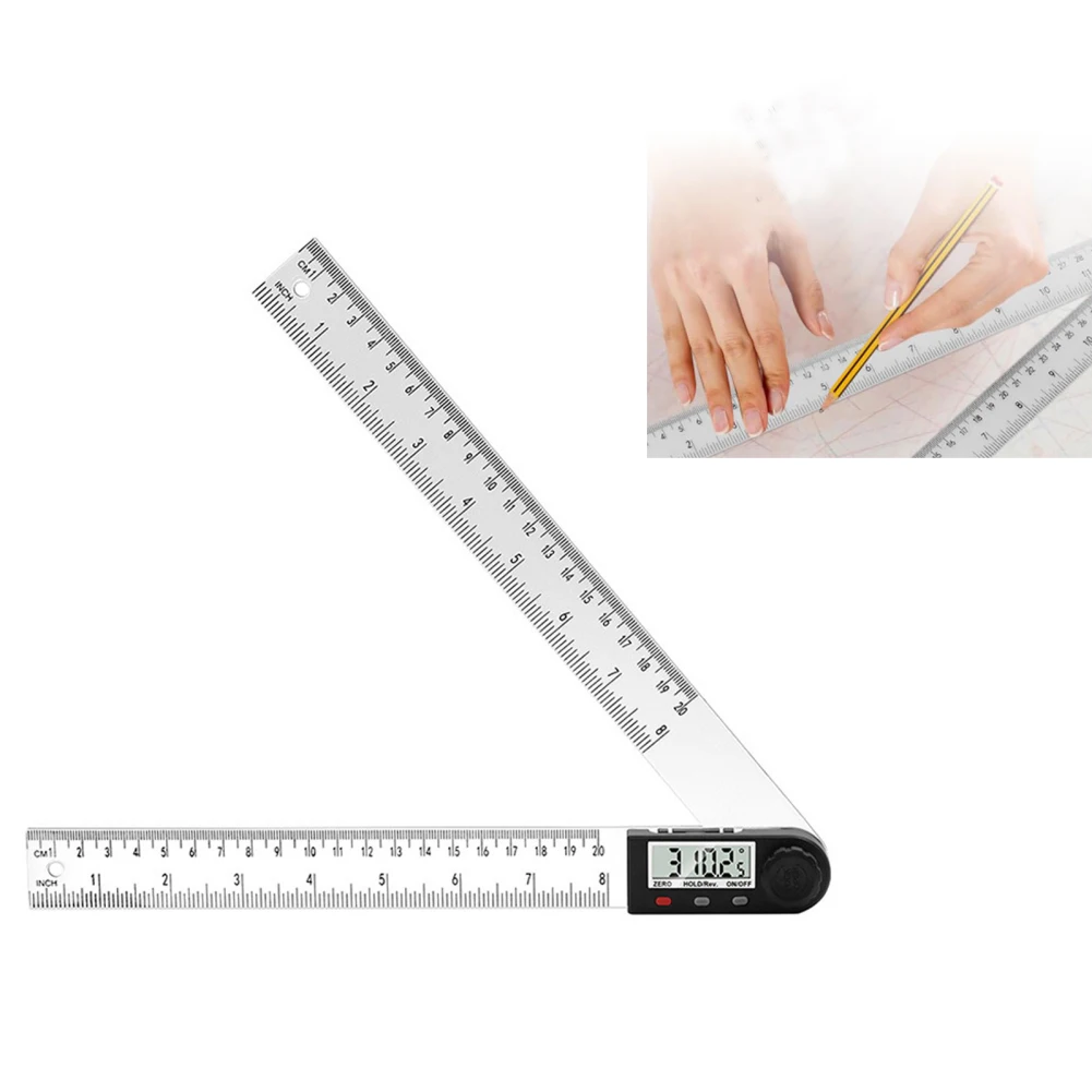 디지털 앵글 파인더 눈금자, 7.87 인치 앵글 눈금자, 고정밀 디지털 각도기, 2 in 1