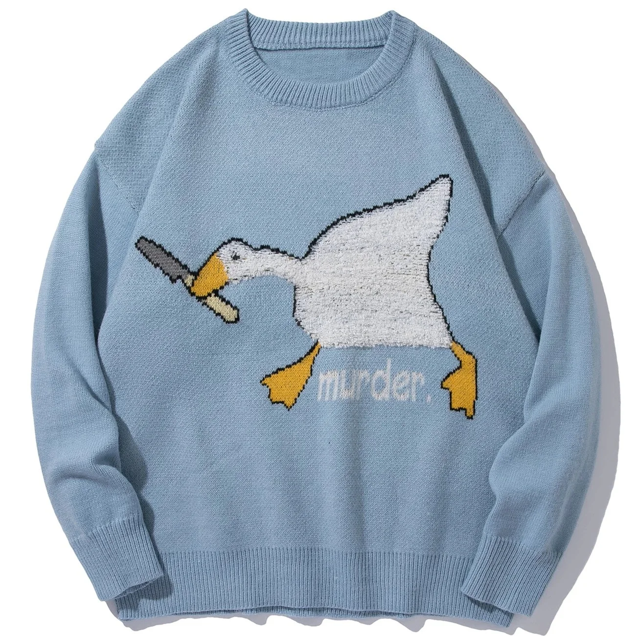 long sweater 2022 Winter Goose Duck Cartoon Printed Harajuku Korean Style Men Knitted Sweater Murder Oversize Pullovers Unisex Clothing cute sweaters Sweaters