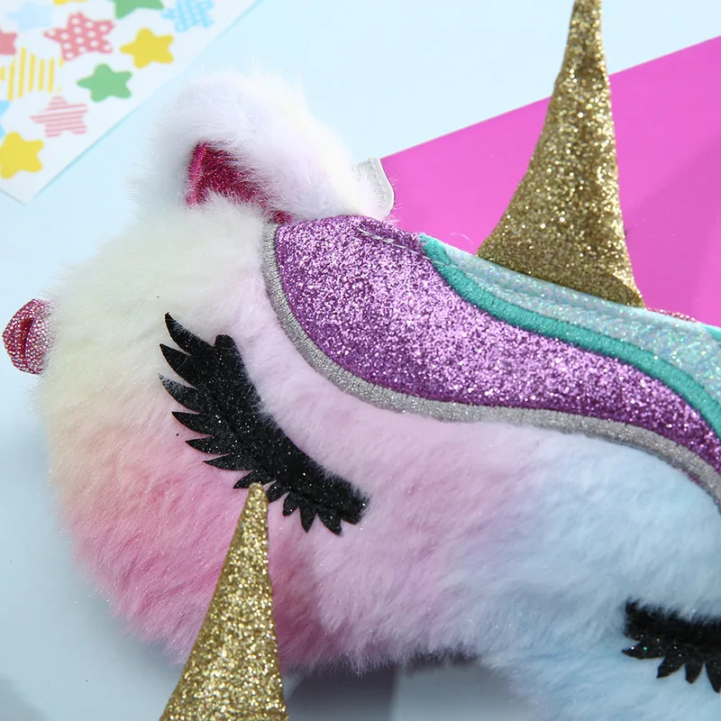 Hot Glitter Unicorn Plush Eye Cover Sleeping Mask Soft Eye Masks Sleep Blindfold Eyepatch Travel Relax Rest Health Supplies sticker collecting album reusable sticker book 40 sheets a4 a5 pu leather cover for scrapbook school supplies diy collection