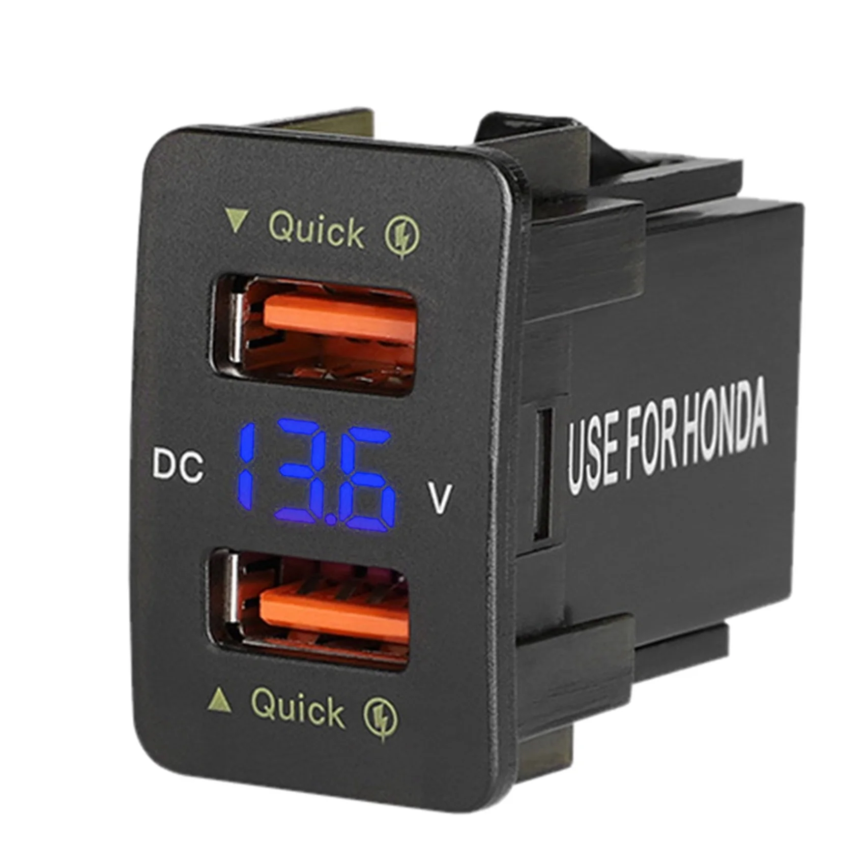 36W Fast Car Charger QC3.0 Dual USB Fast Charger with Blue Voltage Waterproof Mobile Phone for Honda