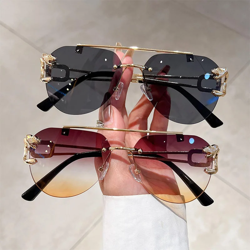 2023 sonnenbrille Frauen Luxus Randlose Vintage-Mode Gläser Lunette Übergroßen Shades De Soleil Femme Gafas De Sol Mujer Lentes – Detail 8