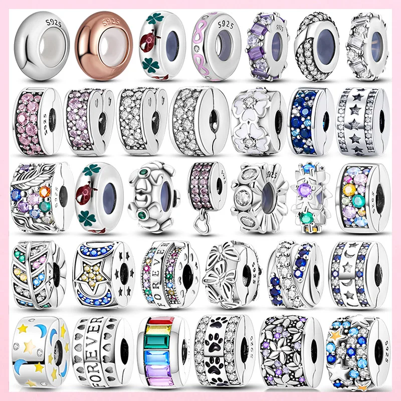 Silver Charms Zipper Balls Silicone Spacer 925 Chain Safety Silver Sterling Original Fit Brand Necklace Bracelet Jewelry Women