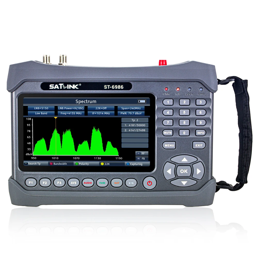 

Satlink ST-6986 DVB-S2/S DVB-T/T2 DVB-C H.265 Hevc Satellite Finder Meter Fiber Optic Tester vs V8 Finder2 Pro WS-6986