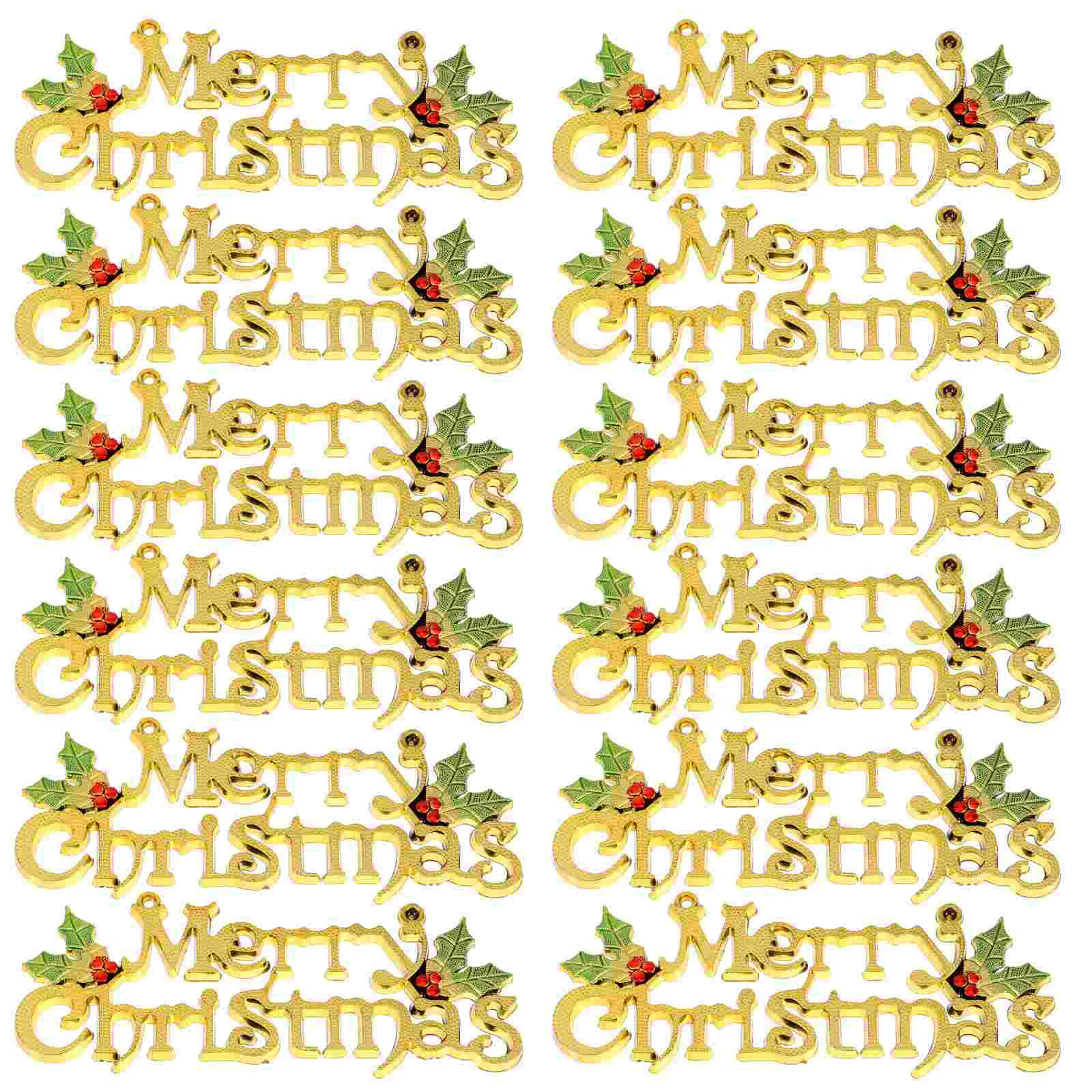 

12 Pcs Decorative Items Christmas Letter Door Tree Ornaments Plastic Xmas Decoration Sign