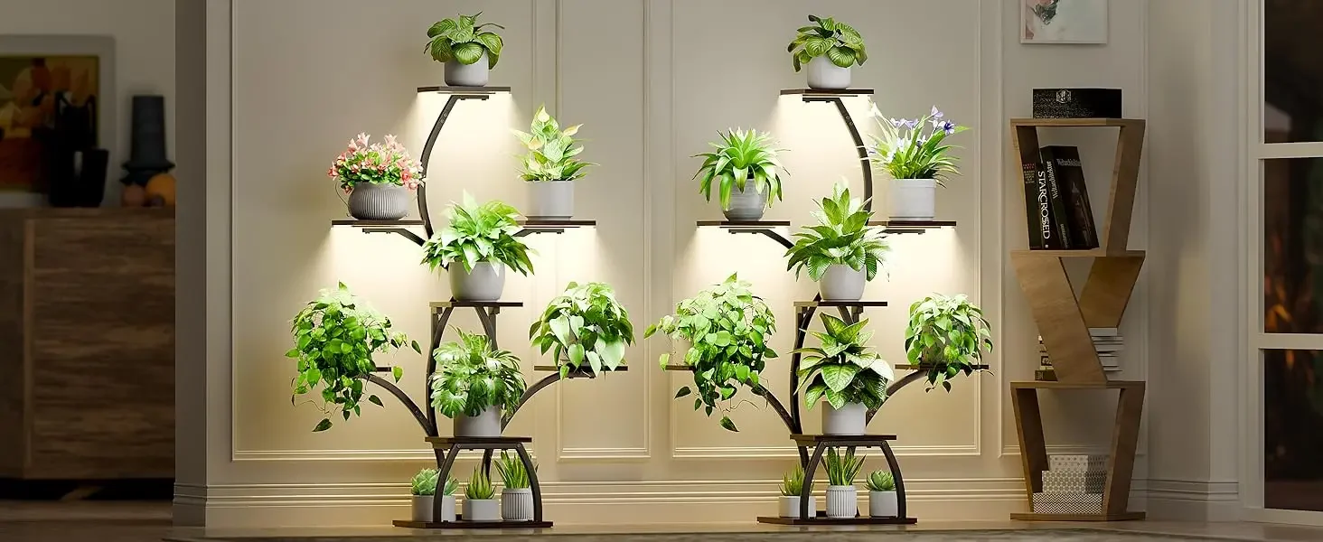 indoor plant stand with grow light