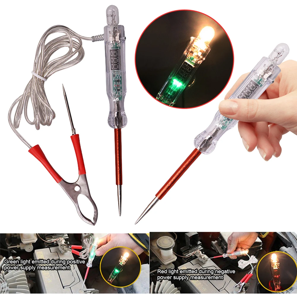 이중 색상 LED 조명 프로브 테스트 펜 전구, 자동 조명 프로브 펜, 전기 조명 테스트 펜, 자동 회로 수리 도구, 6V, 12V, 24V
