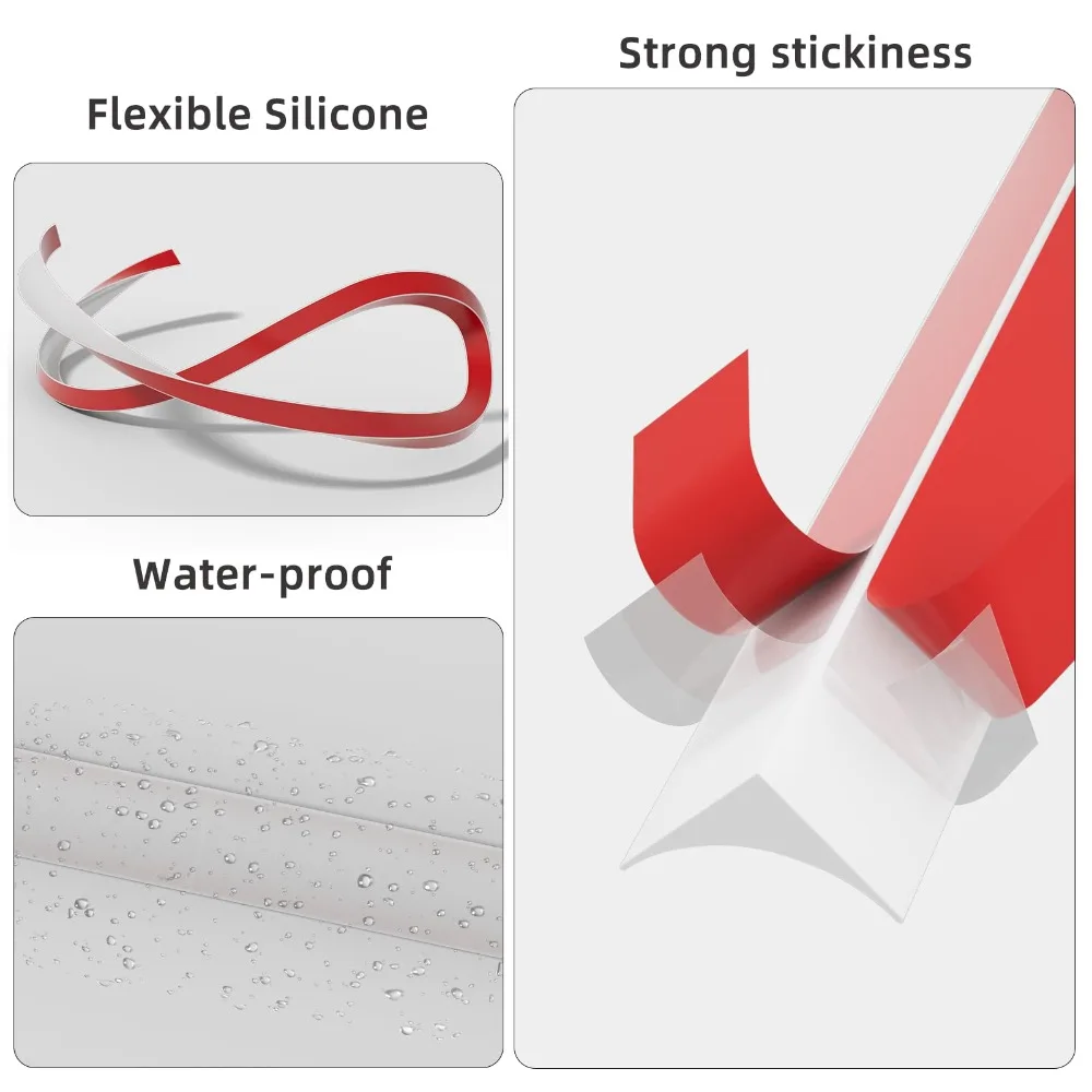 Silikon-Viertelrundleiste, flexibel, selbstklebend, Schuhleisten-Design, 1/2/3m, für Wandecken und Fußleisten – Detail 11